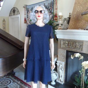 Morgane Le Fay Navy Blue Lace A-Line Dress Size S